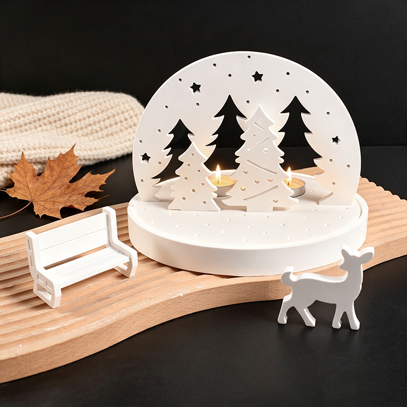 Candle Making Kits - Noel Geyiği Tealight Mumluk Silikon Kalıpları,