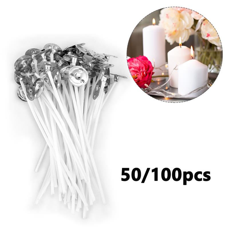 Cotton Wick Pre Tabbed - 50/100 adet dumansız mum fitilleri 2.6-20cm