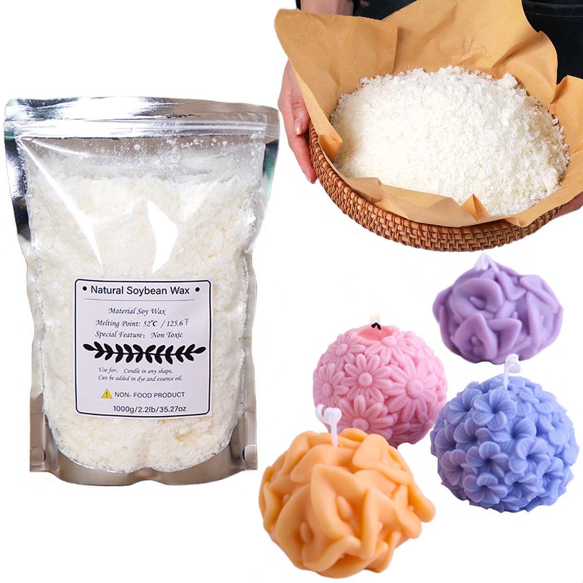 Candle Making Kits - 100/250/500/1000g Doğal Soya Balmumu Pul DIY