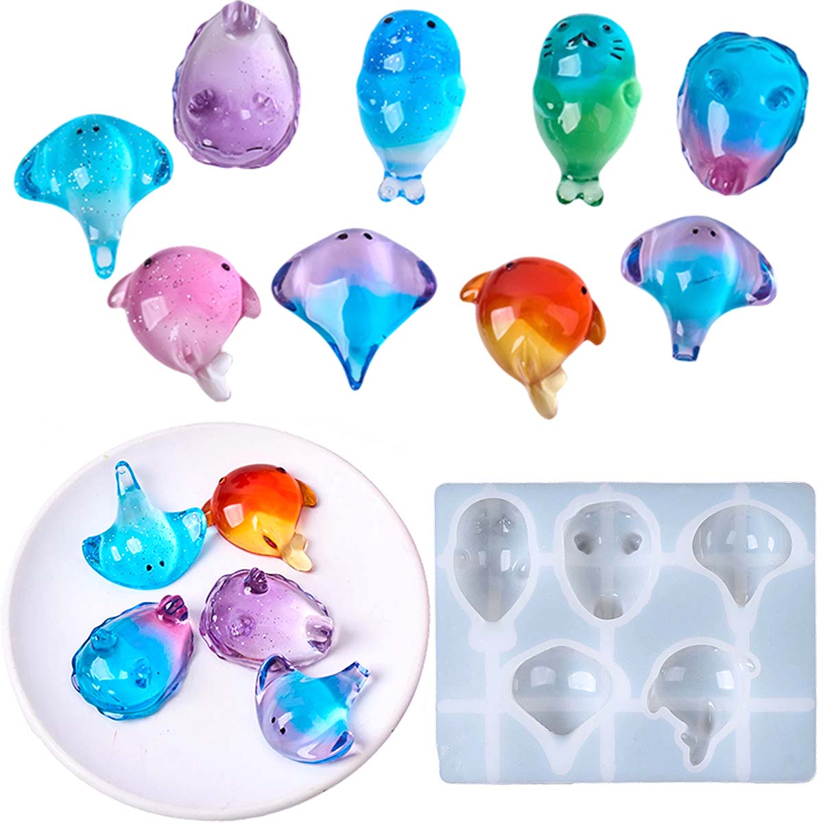 Candle Mold Silicone - 3D Şifalı Kawaii Manta Ray Balinası