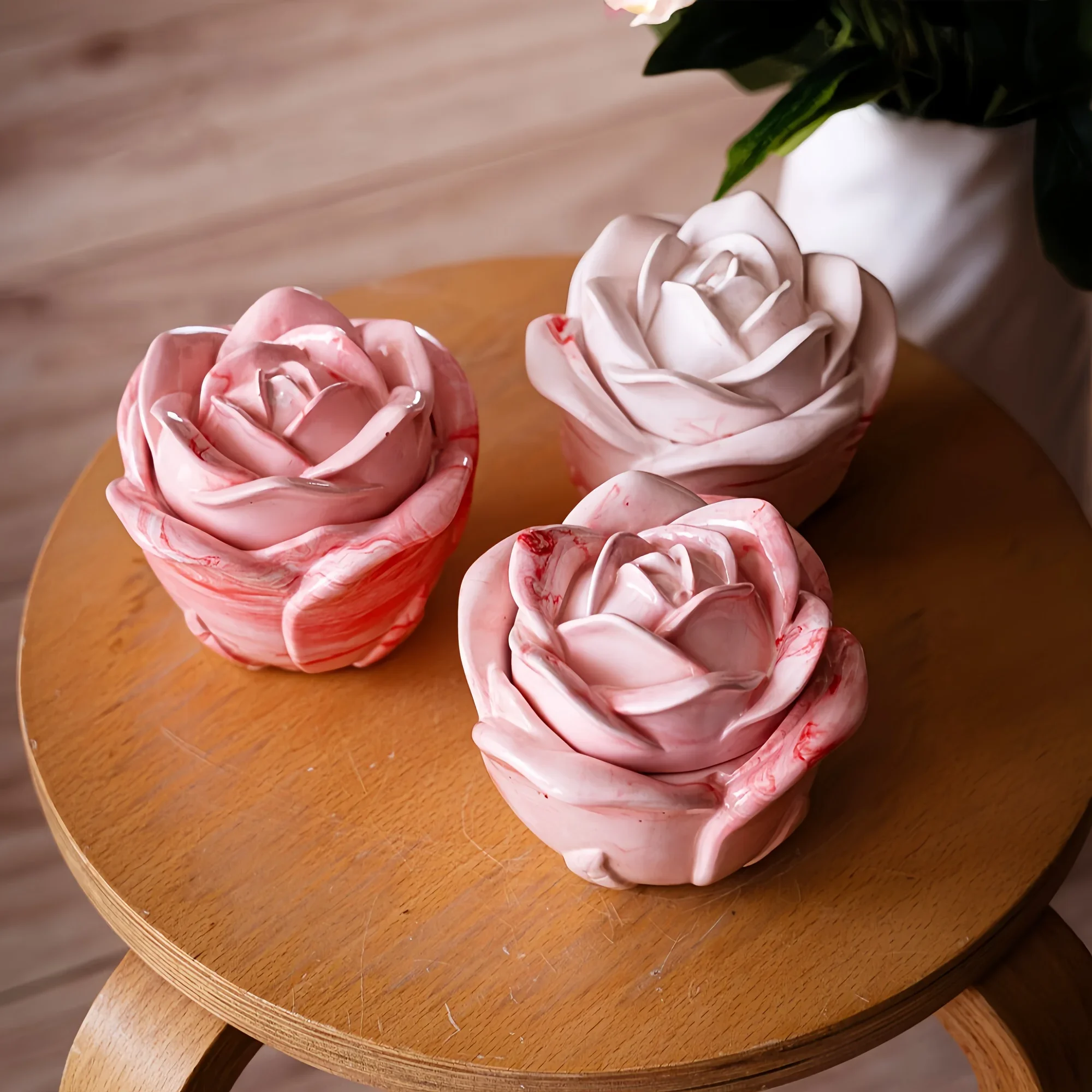 Candle Mold Silicone - 2 Parçalı Gül Şeklinde Silikon Kalıplar,
