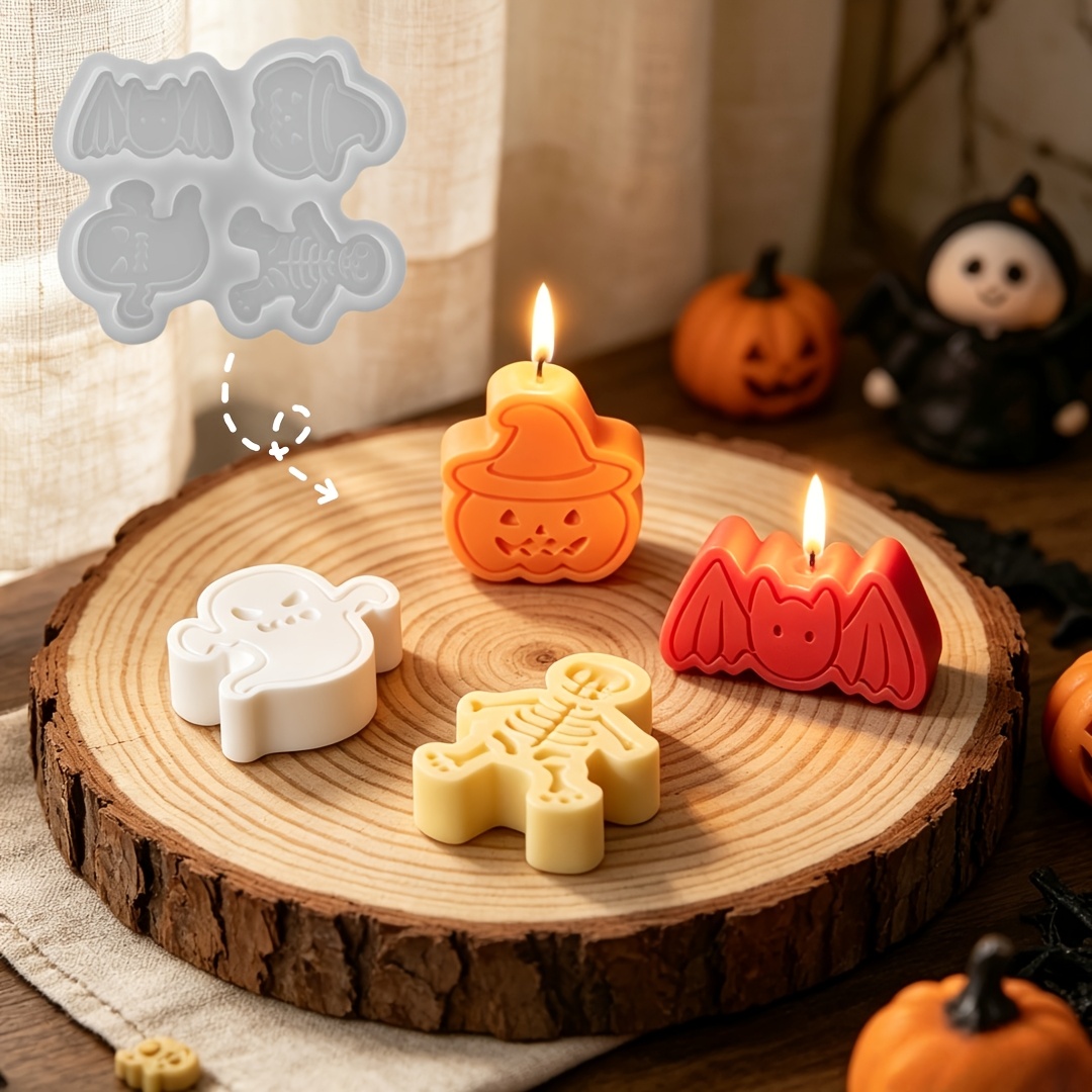 Candle Mold Silicone - 4 bölmeli silikon reçine kalıp seti,
