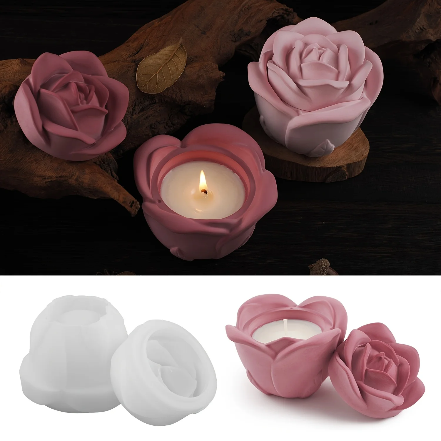 2 Parçalı Gül Şeklinde Silikon - Candle Mold Silicone incelemesi ve fiyatı